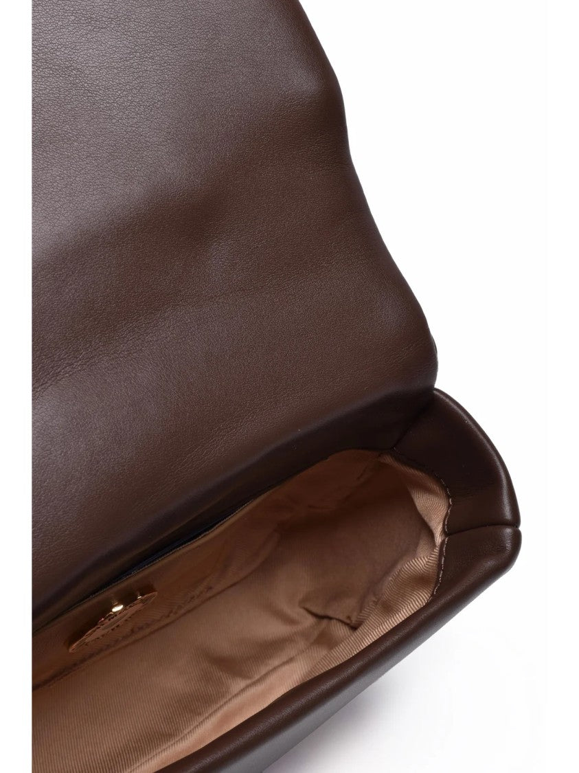 Love Moschino Quilted Brown Crossbody Bag With Metallic Logo Detail
