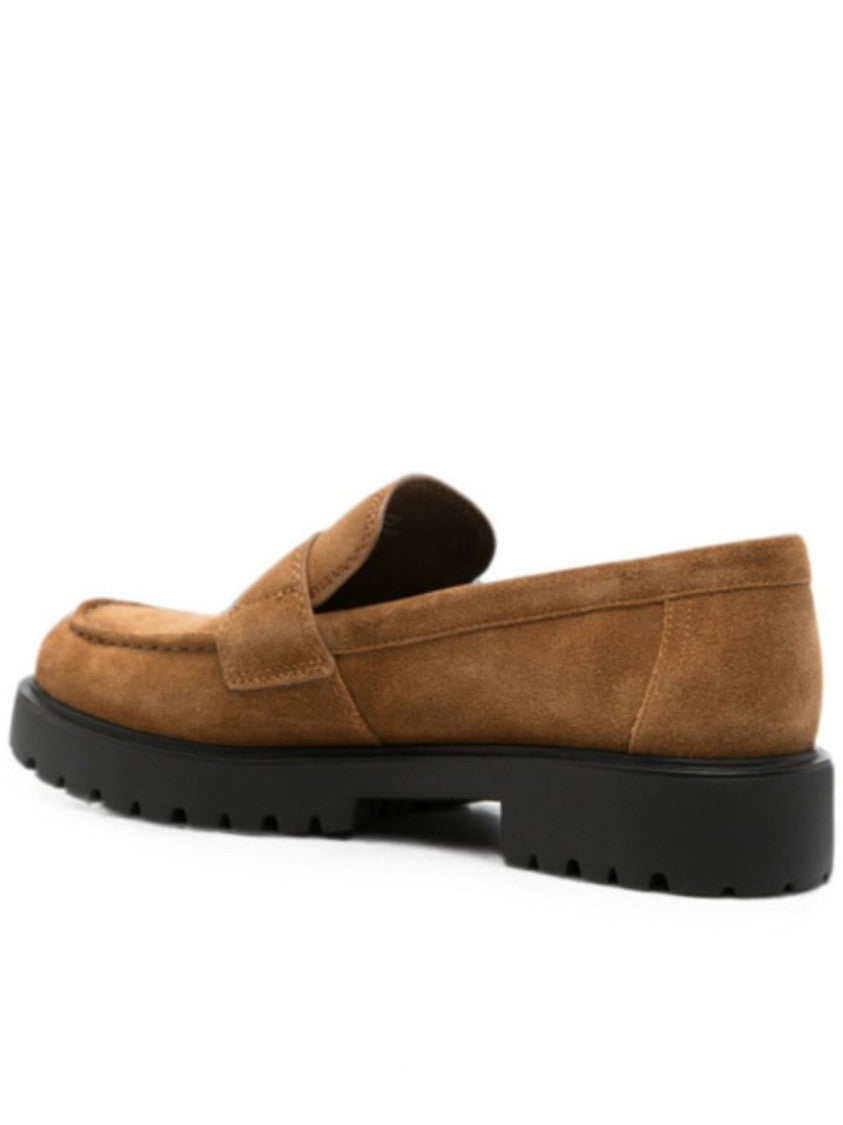Tory Burch Brown Suede Penny Strap Loafers