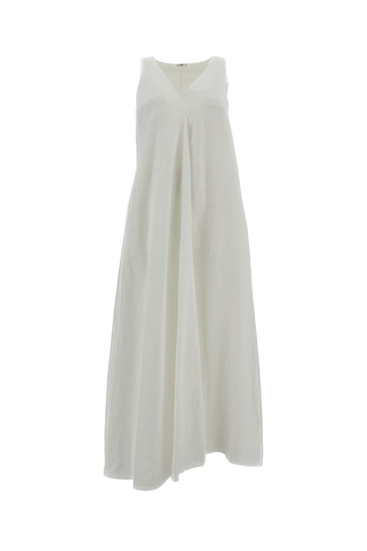 M.S.M. Milano Linen Maxi Dress With V-Neckline And Side Pockets