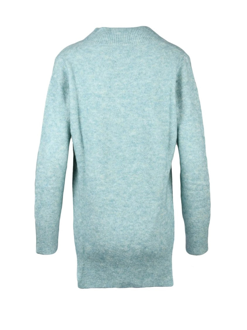 Kangra V-Neck Pullover In Light Aqua Green With Textured Finish