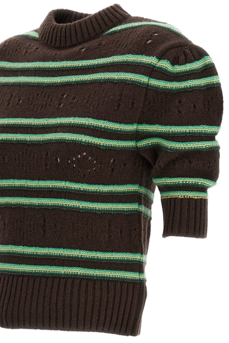 Marni Brown/Green Cashmere Crafted Striped Sweater