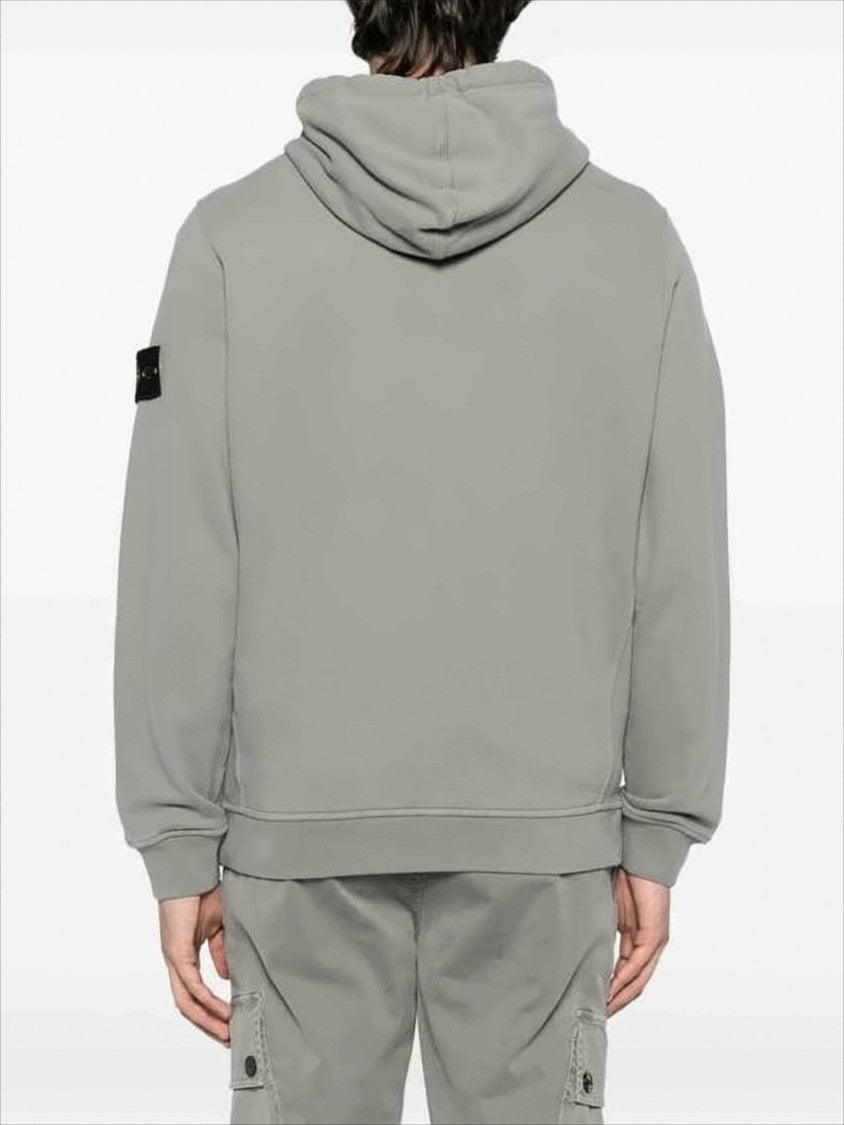 Stone Island Relaxed Fit Grey Hooded Sweatshirt With Drawstring