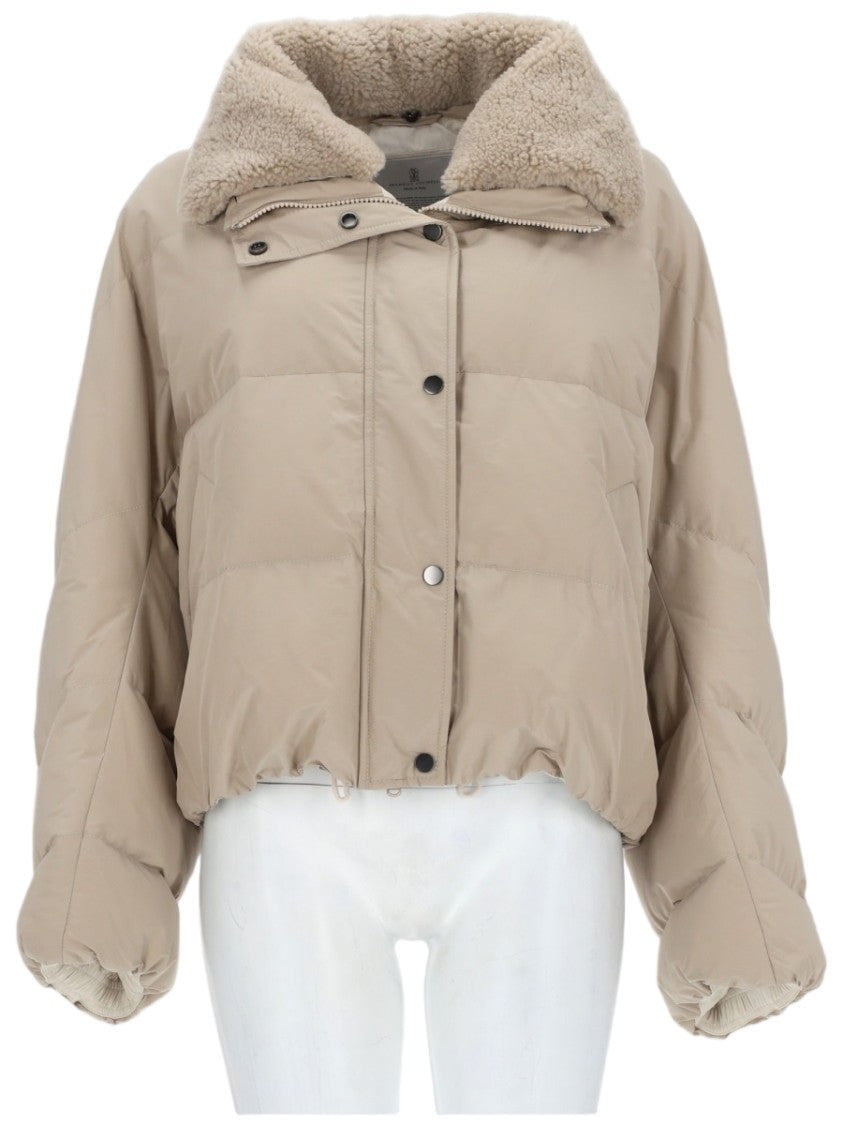 Brunello Cucinelli Cropped Puffer Jacket In Techno Taffeta