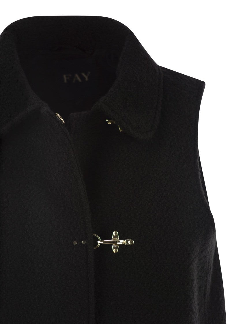 Fay Bouclé Fabric Waistcoat With Iconic Hook Closure