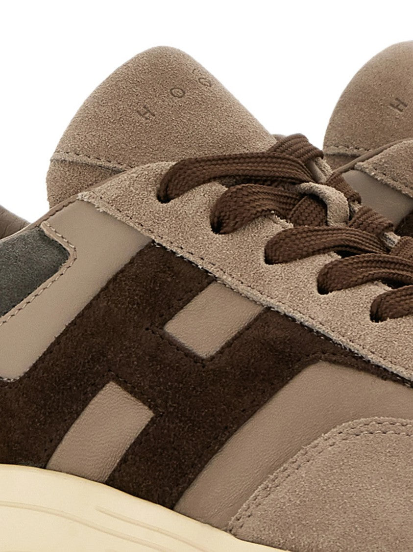 Hogan Taupe Suede Leather Low-Profile Sneakers