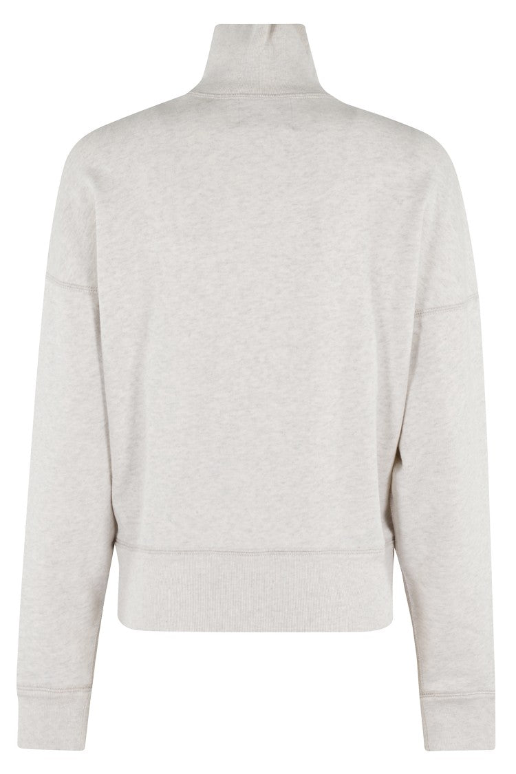 Isabel Marant Étoile High-Collared Ecru Sweatshirt With Velvet Logo