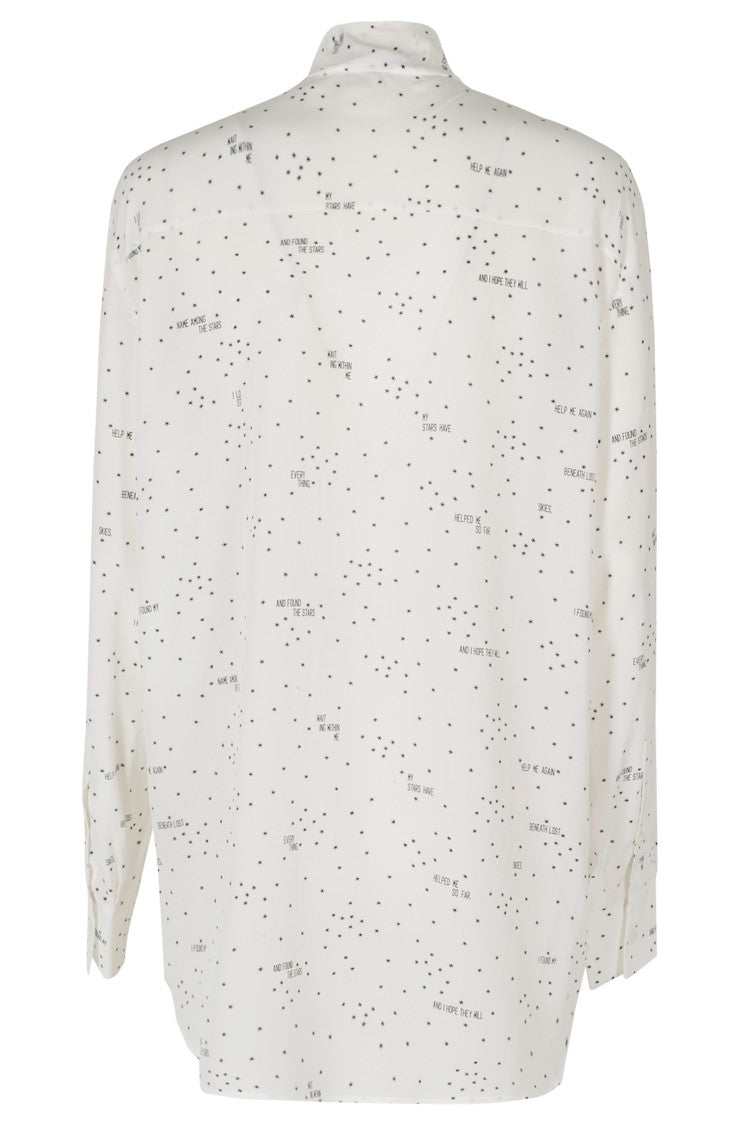 Ports 1961 White Star Print Scarf Detail Silk Shirt