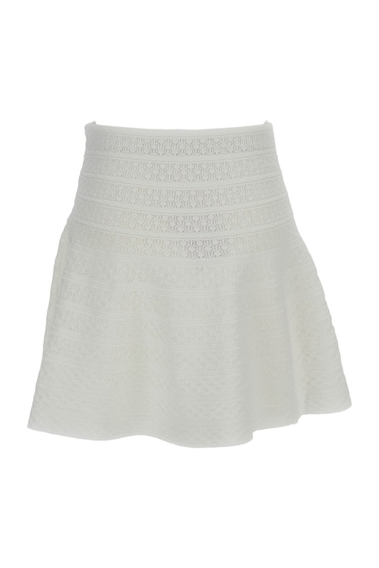 Self-Portrait White Pointelle Knit Mini Skirt