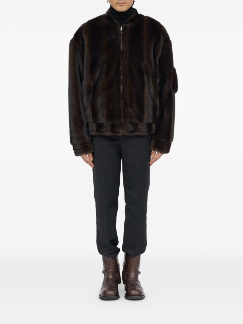 Mm6 By Maison Margiela Boxy Bomber Jacket In Plush Synthetic Fur