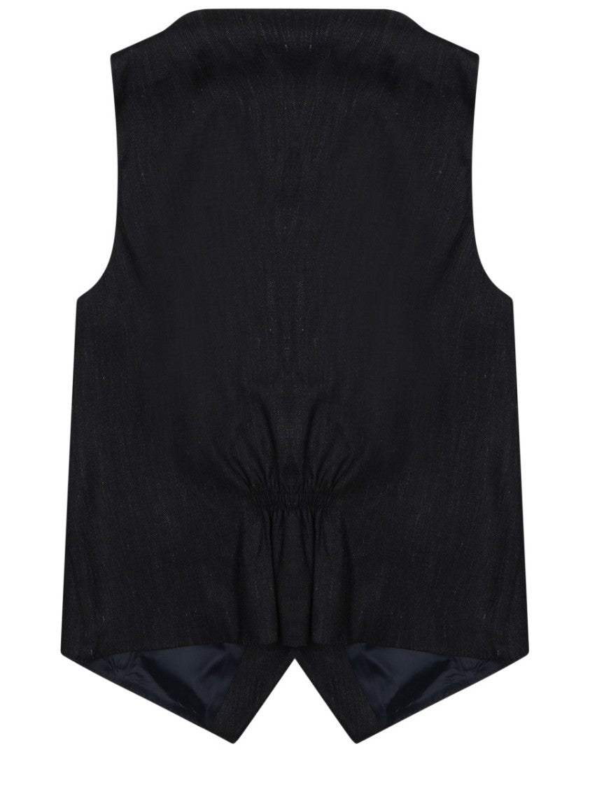 Tagliatore Linen Deep V-Neck Vest