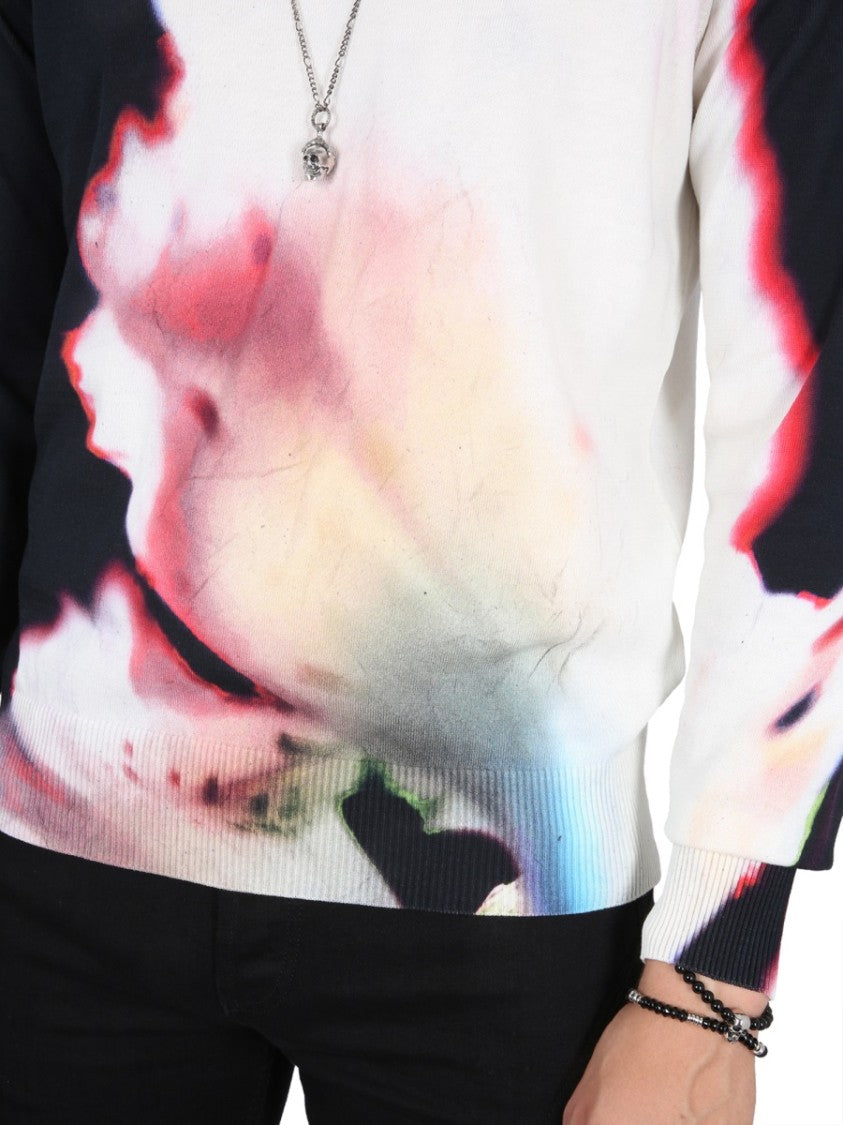 Alexander Mcqueen Jersey With Solarised Flower Print