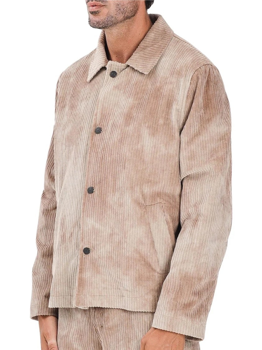 I M Brian Beige Corduroy Button-Front Cotton-Blend Coat