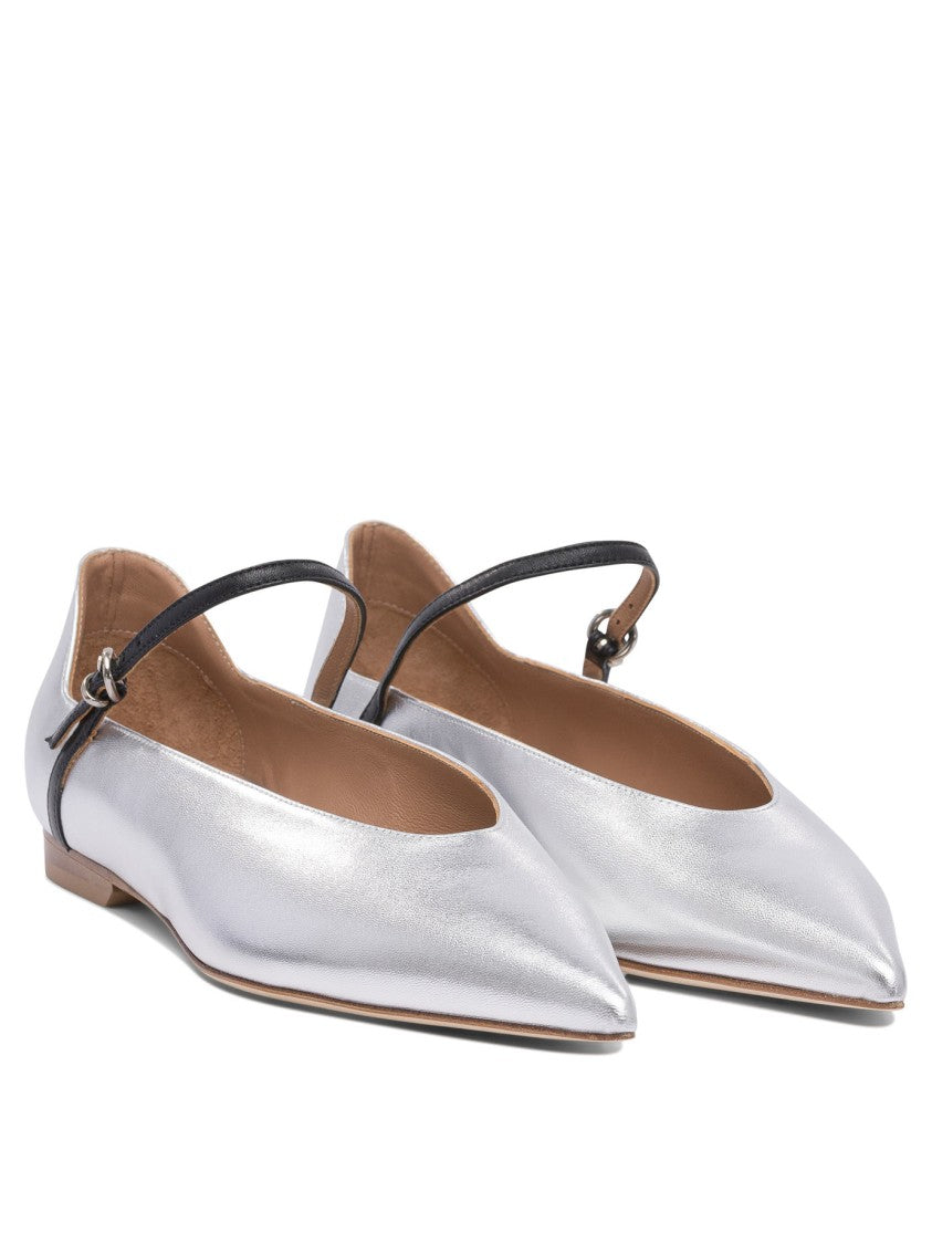 Lella Baldi Pointed Toe Ballerinas With Ankle Strap