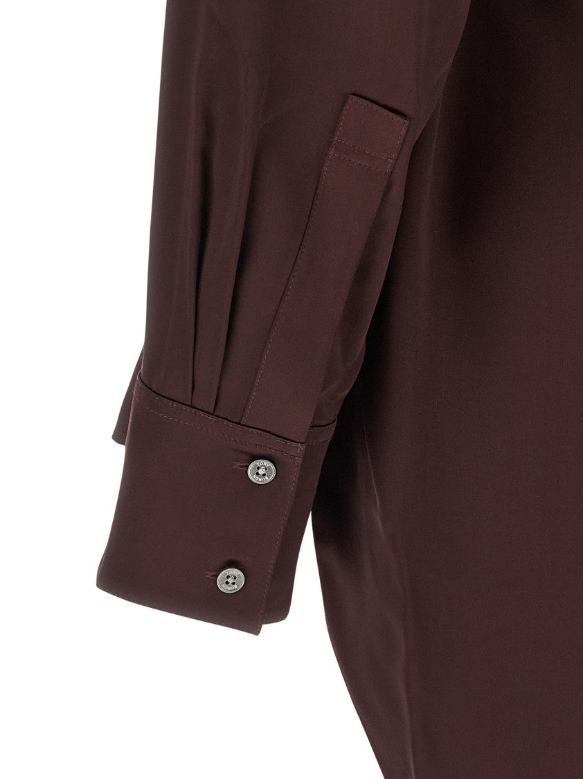 Tory Burch Glossy Viscose Satin Blouse With Adjustable Waist