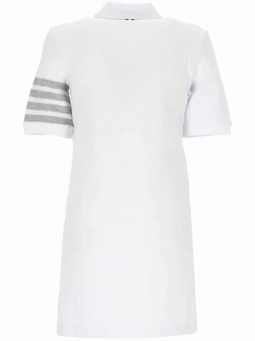 Thom Browne White Horizontal Striped Cotton Midi Dress