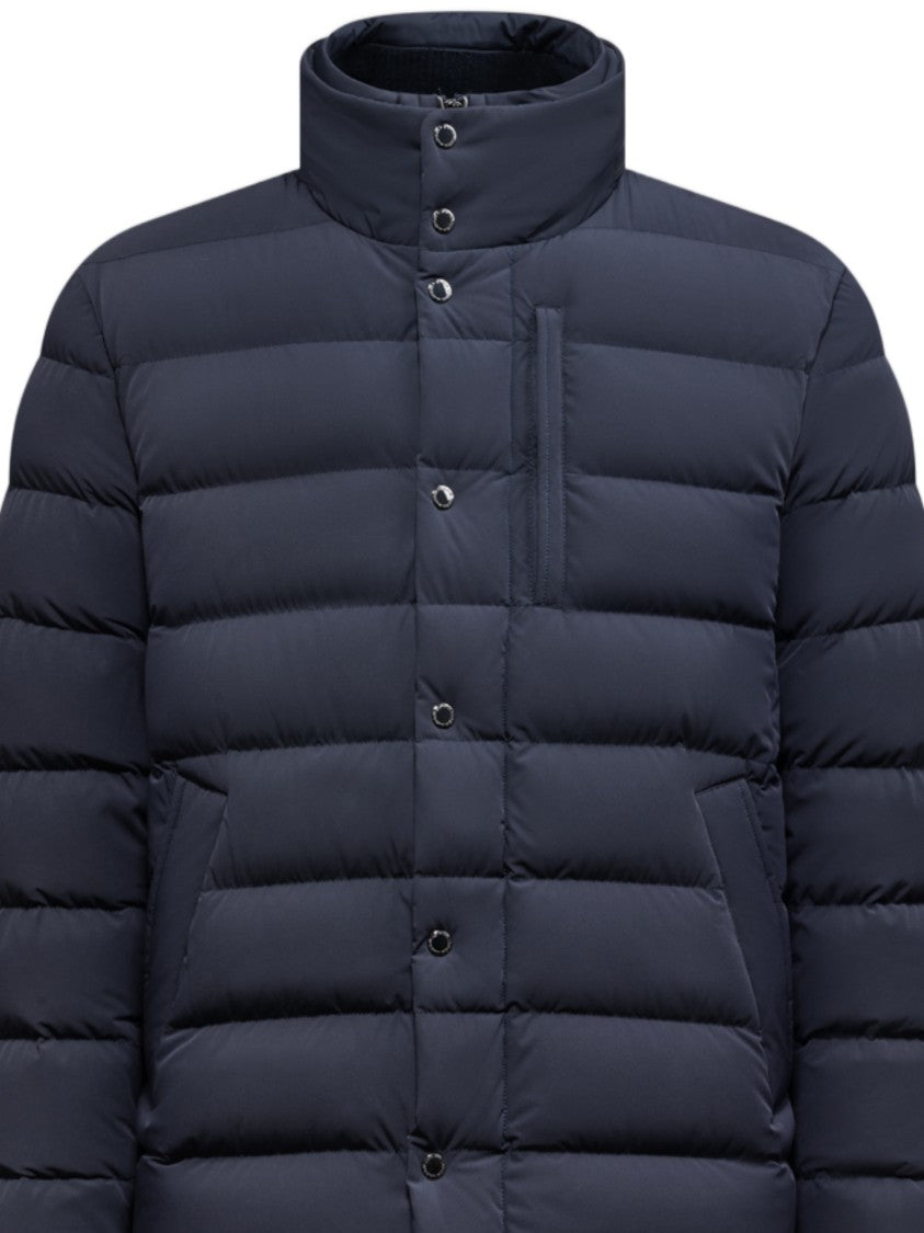 Cape Horn Boxy Blue Padded Jacket With High Stand Collar
