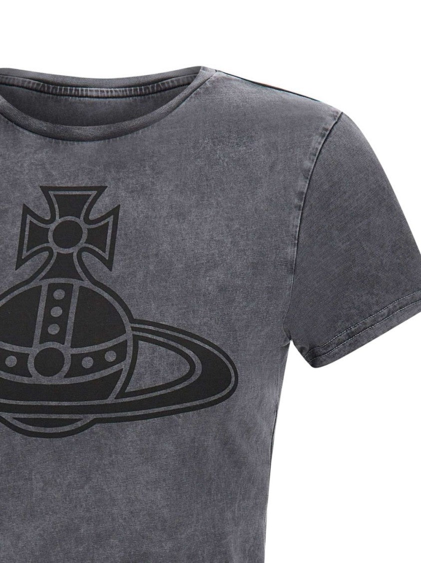 Vivienne Westwood Cropped Grey Crew Neck Top