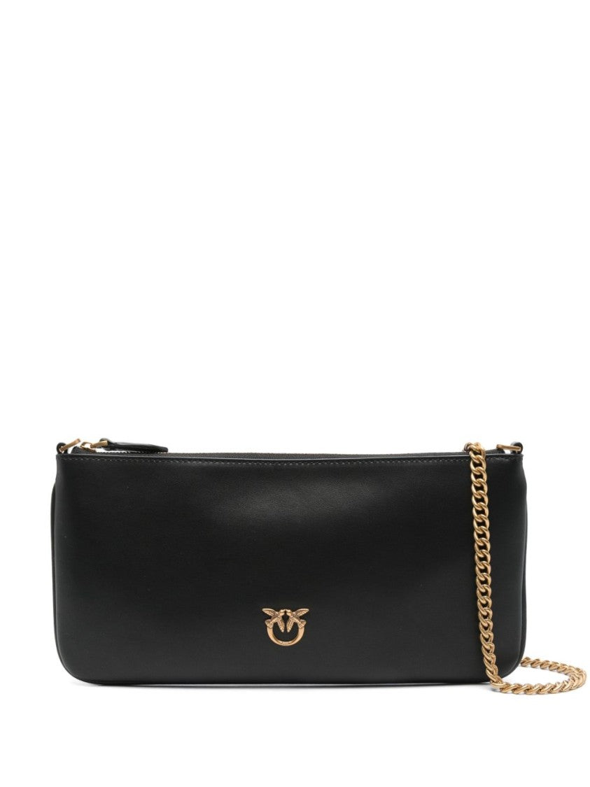 Pinko Crossbody Bag In Black Leather