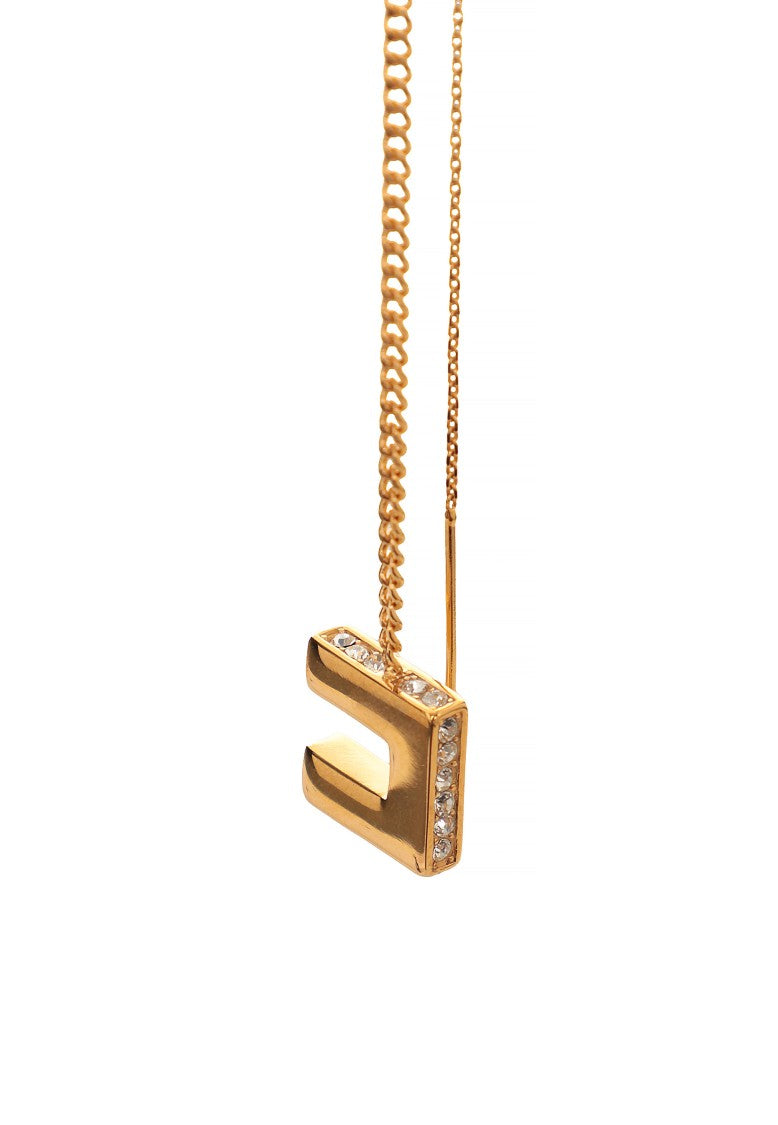 Elisabetta Franchi Gold Threader Earrings With Geometric Pendant And Glittering Detail