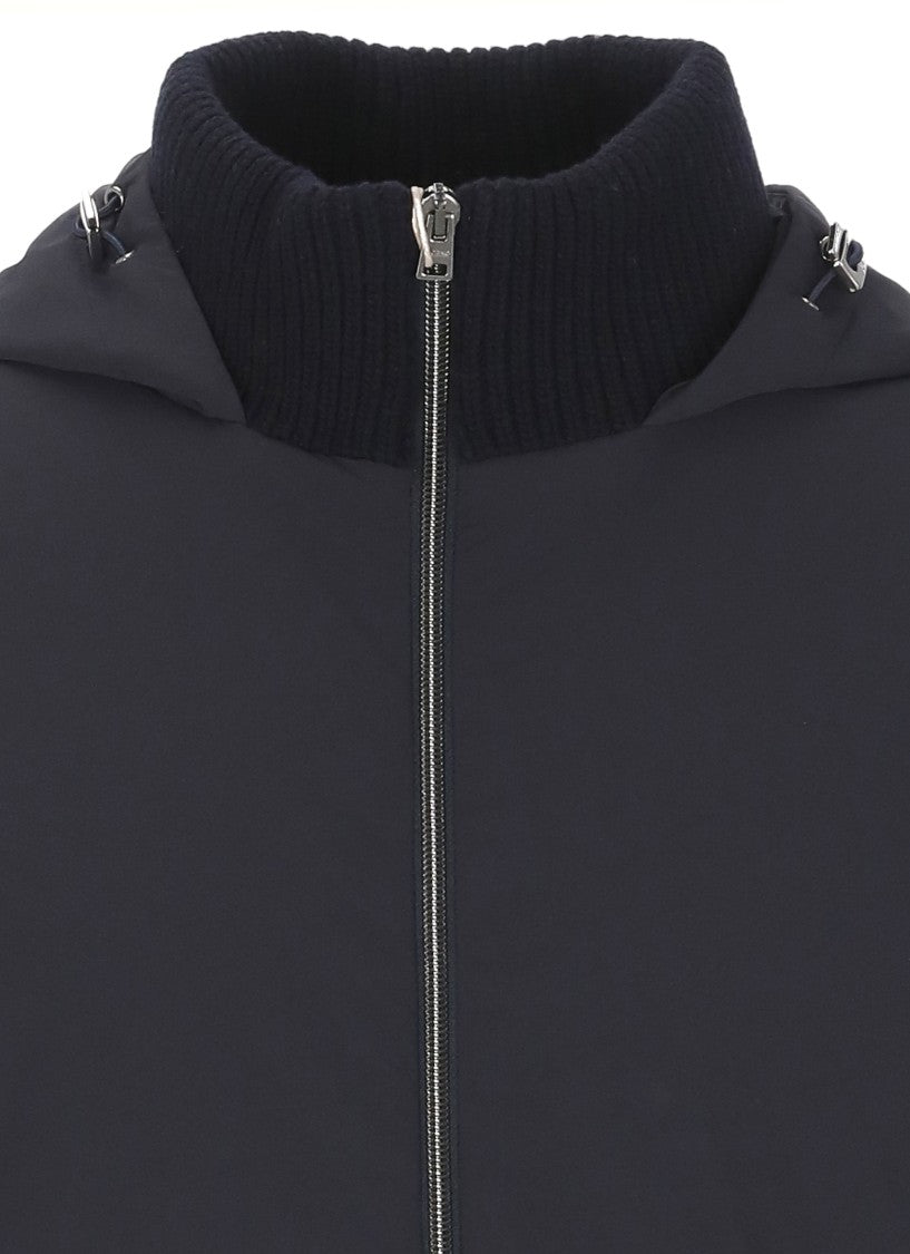 Herno High Neck Virgin Wool Jacket With Padded Contrast Detail