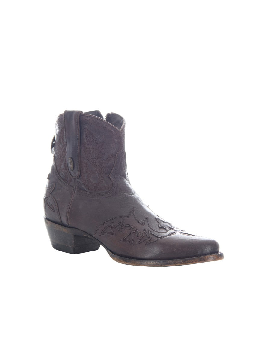 Mexicana Chocolate Stitched Leather Ankle Boots