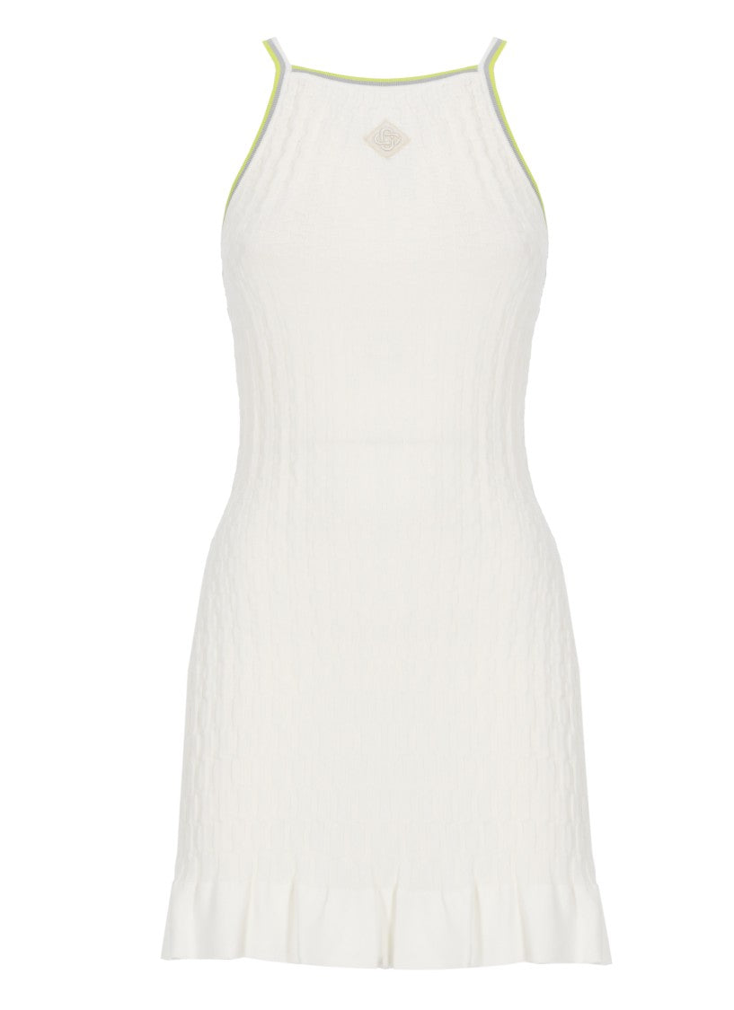Casablanca Fitted Mini Dress With Textured Fabric And Logo Detail