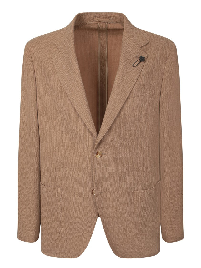 Lardini Brown Blazer With Notched Lapel