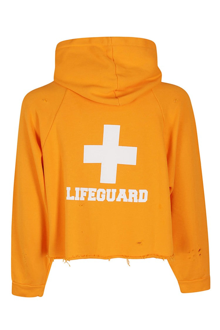 Liberal Youth Ministry Cropped Cotton Hoodie With Distressed Detailing