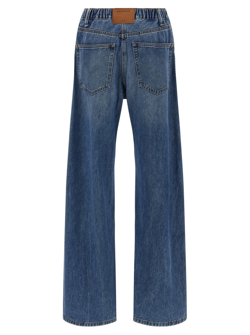 Denim X Alexander Wang Wide-Leg Denim Jeans With Embossed Logo Detail