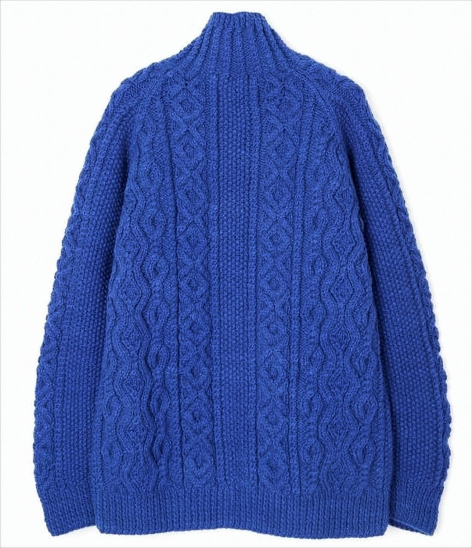 Inverallan Textured Blue Wool Zip Jacket