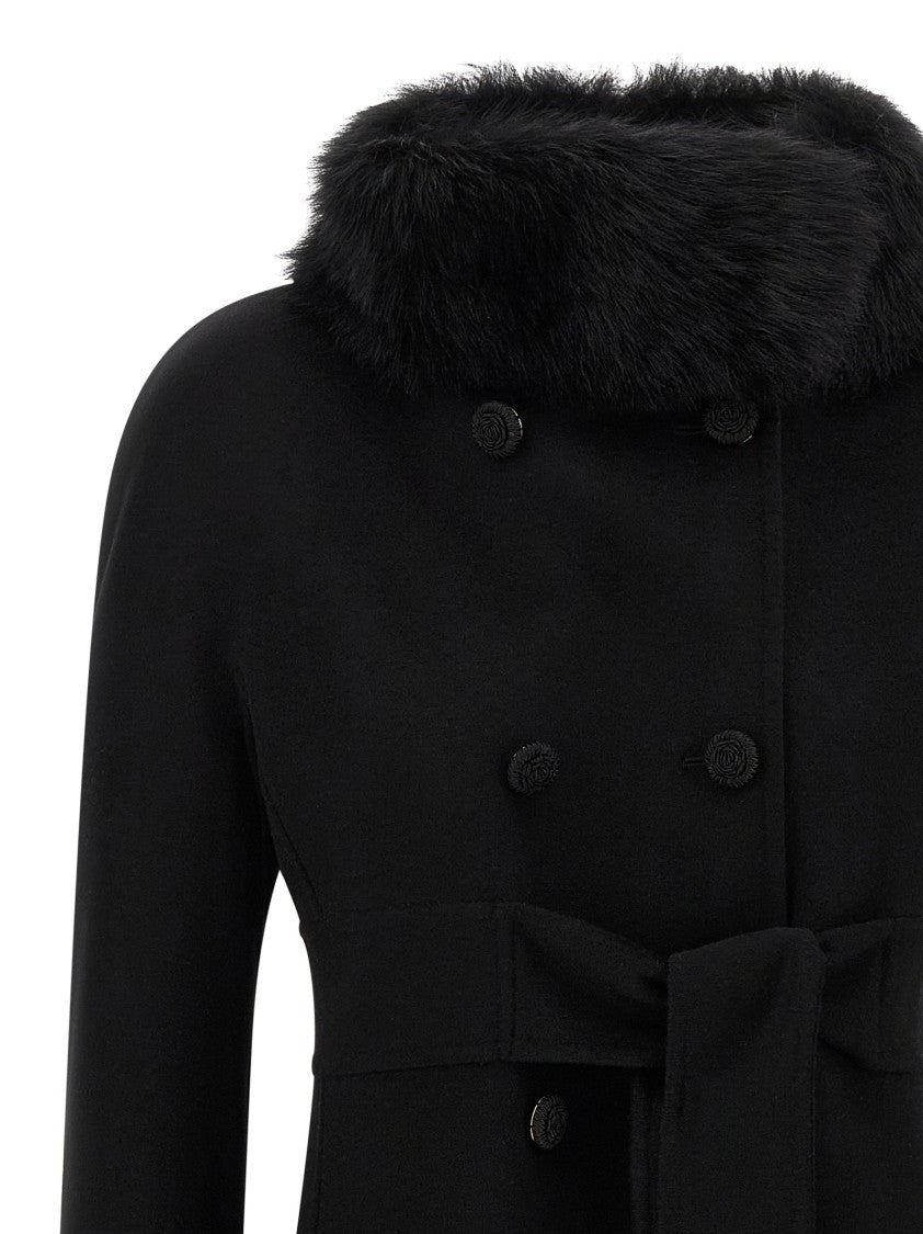 Valentino Garavani Double-Breasted Virgin Wool And Cashmere Coat With Shearling Inserts