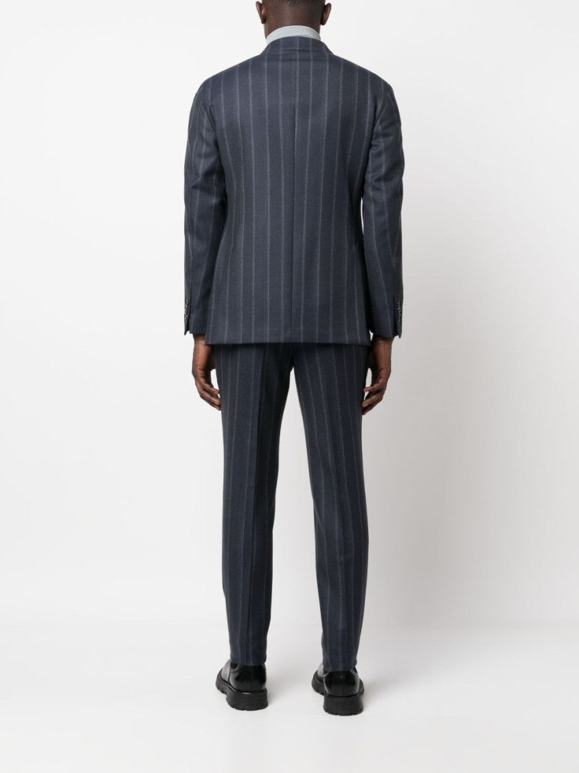 Gabriele Pasini Double-Breasted Navy Pinstripe Blazer And Slim Trousers Suit