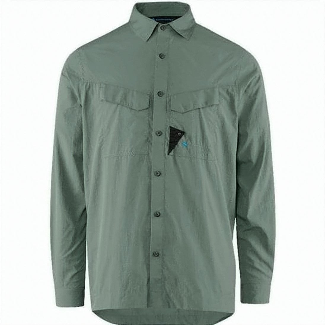 Klattermusen Long-Sleeve Green Shirt With Button-Down Front And Vented Yoke
