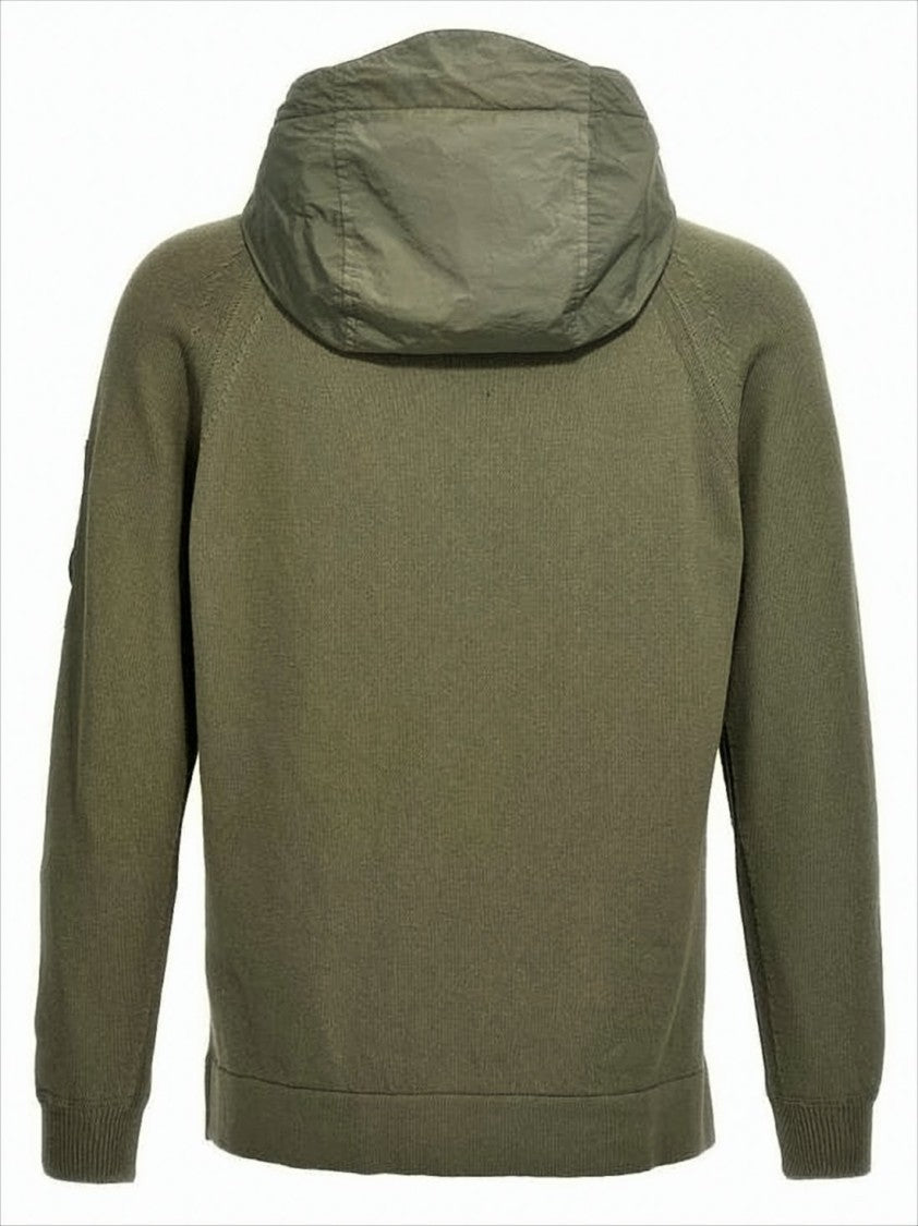 C.P. Company Knitted Hooded Jacket With Distinctive Patch Pocket