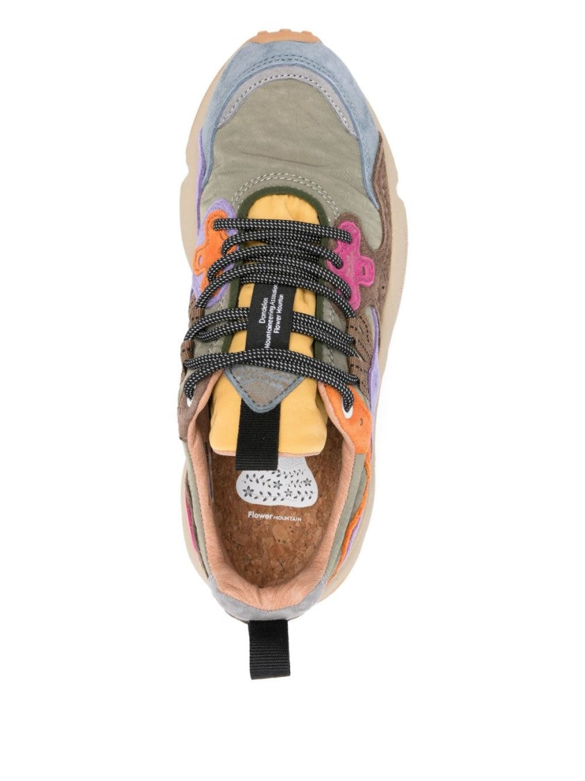 Flower Mountain Multi-Textured Kaki Sneakers With Sole