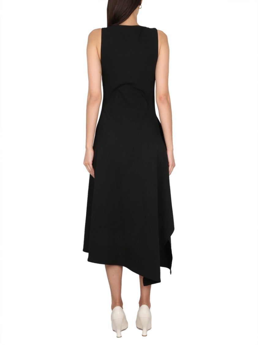 Bottega Veneta Asymmetrical Midi Dress With Unique Silhouette