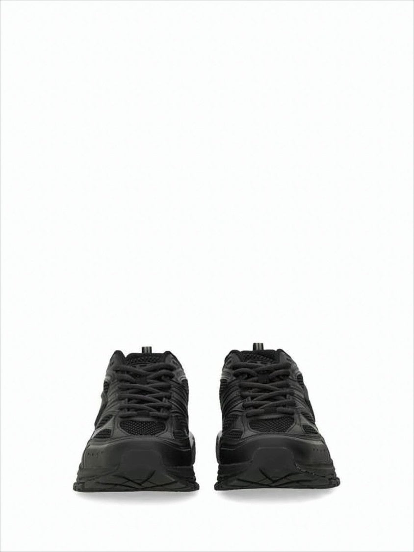 Diesel Black Mesh Sports Sneakers With Textured Sole