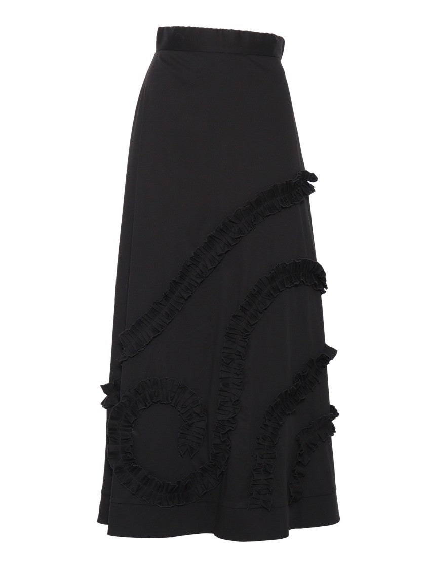 Clips Pleated Black Maxi Skirt