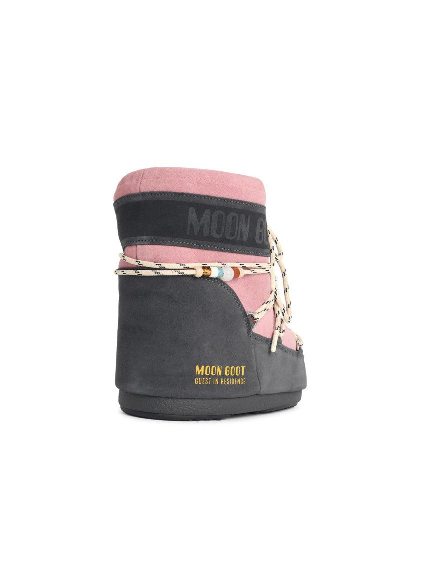 Moon Boot 'Icon Low' Pink Suede Boots