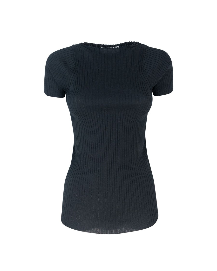 Sportmax Ribbed Black Lastra Knit Top