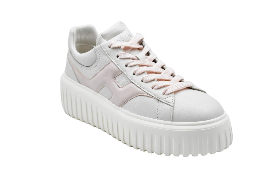 Hogan Ivory Pink Laced Elegance Flat Shoes