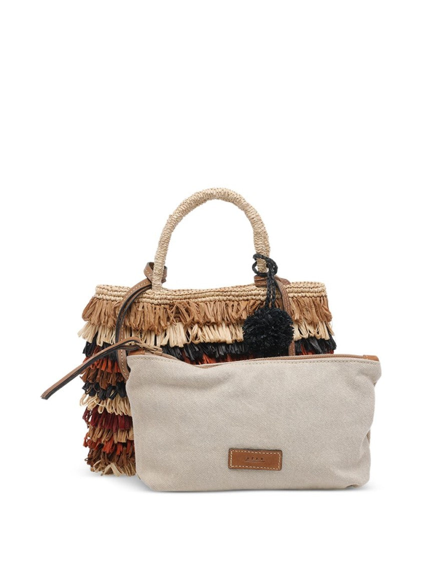 Afar Textured Fringe Handbag With Versatile Design