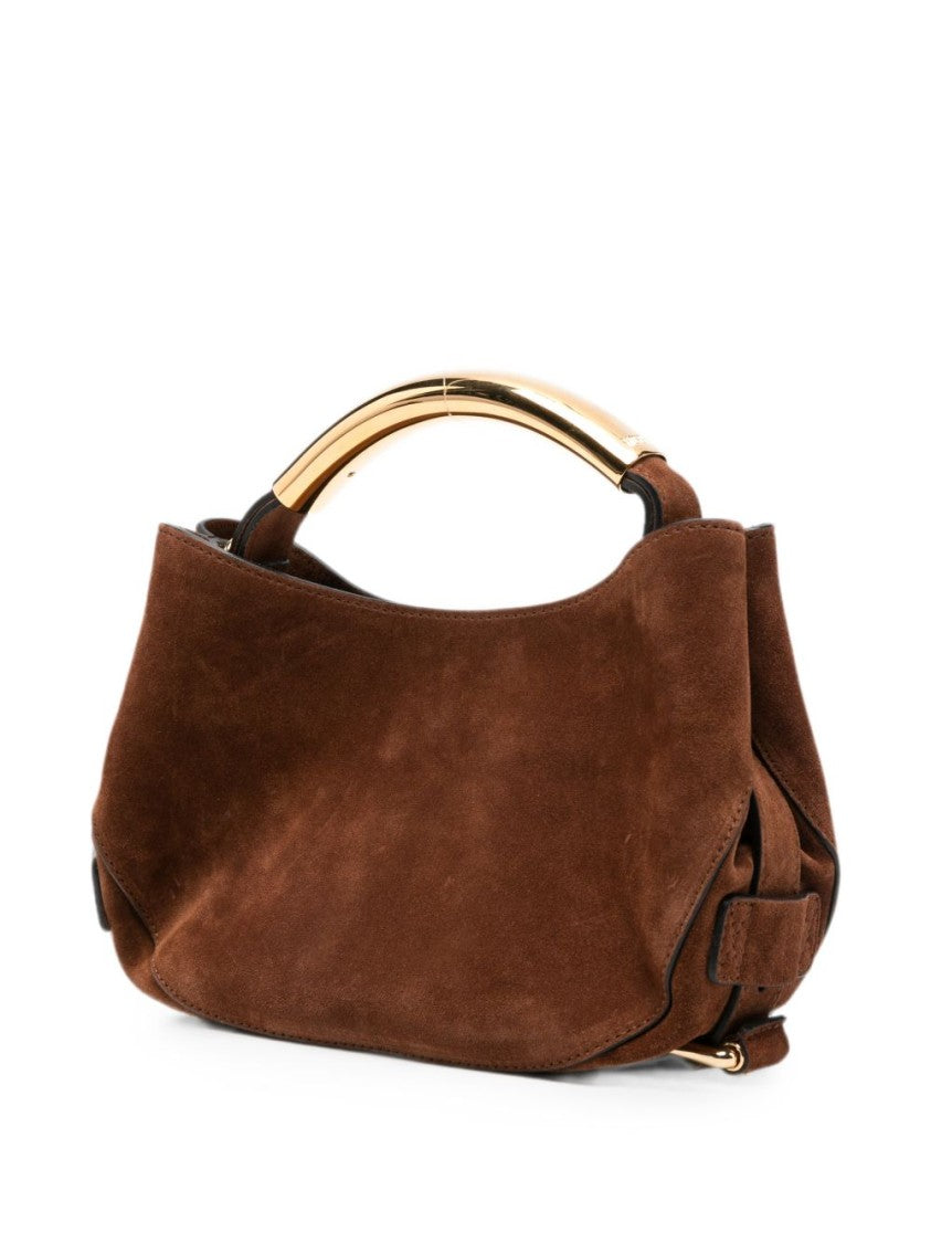 Moschino Curved Suede Handbag - Brown
