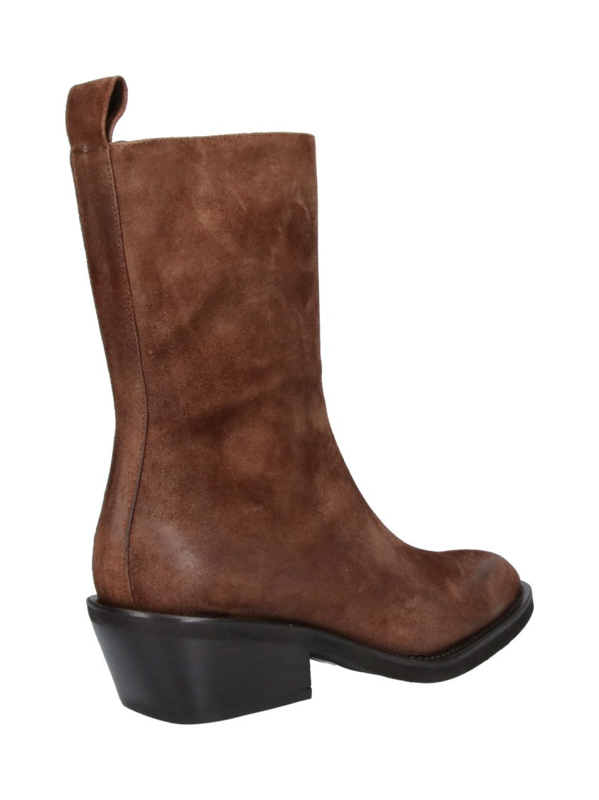 Poeve Brown Pointed Toe Suede Boots