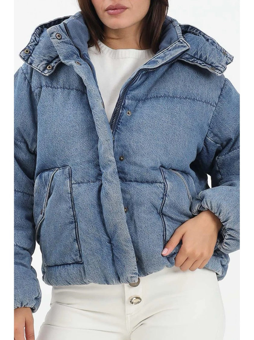 Levi's Light Blue Cotton Denim Down Jacket