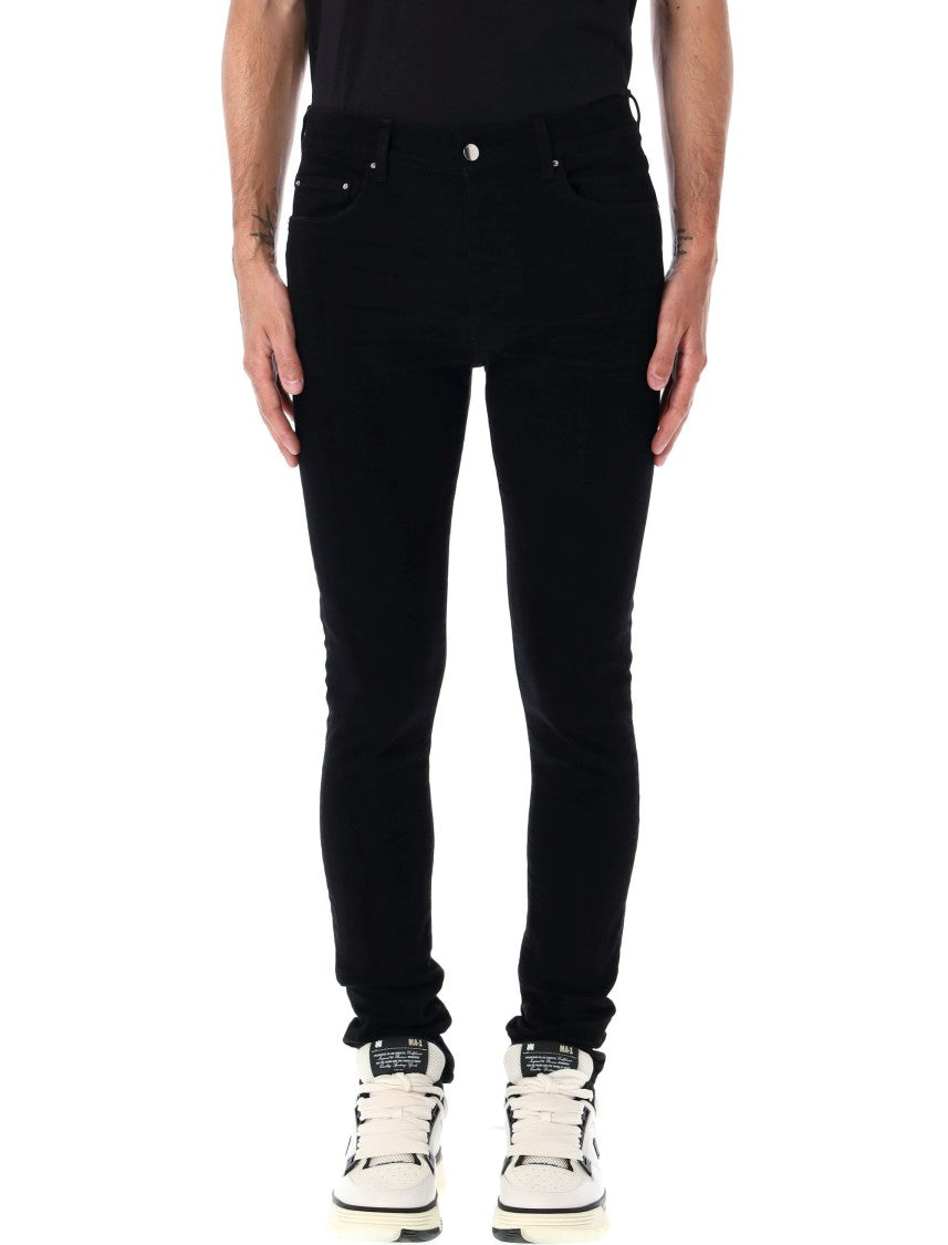 Amiri Skinny Fit Black Denim Jeans With Unique Overdye Finish