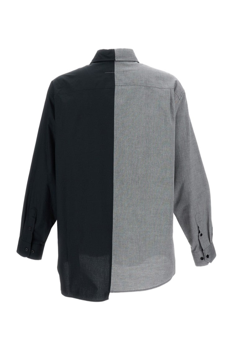 Mm6 By Maison Margiela Black Bicolor Two-Tone Panelled Cotton Shirt