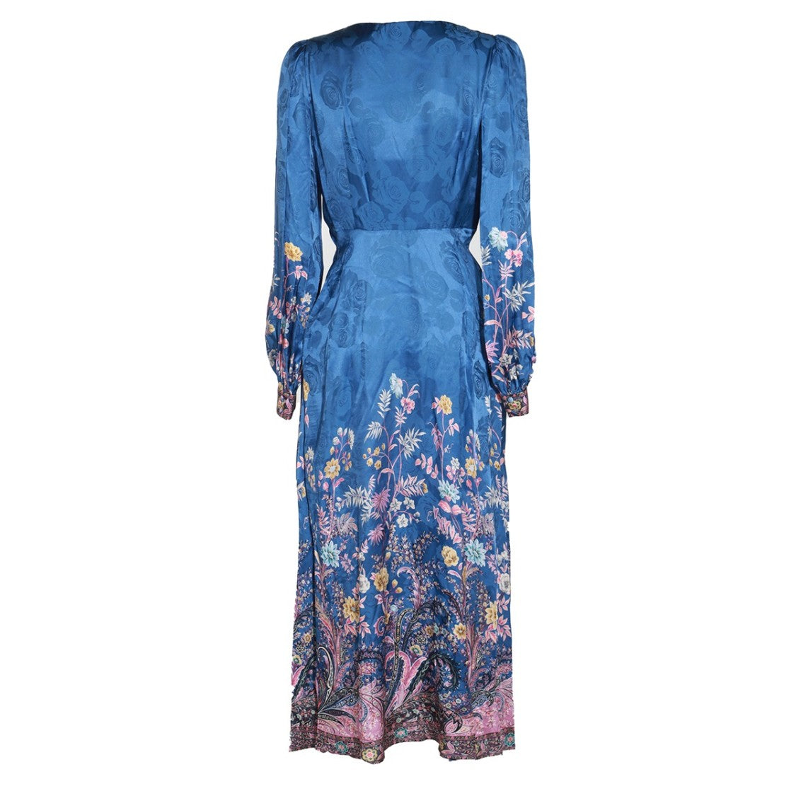Etro Maxi-Length Floral Print Dress With Deep V Neckline