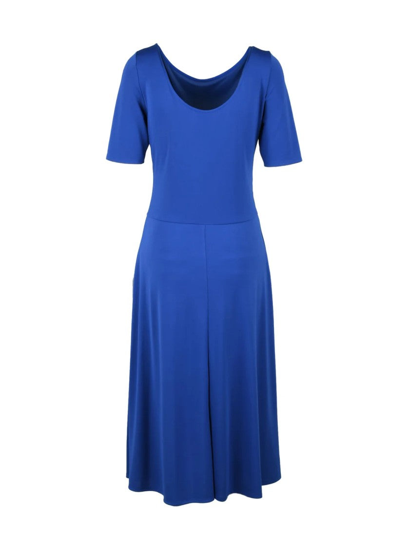 Pennyblack Fluid Blue Jersey Midi Dress With Gathered Detailing