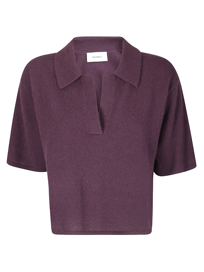 Lisa Yang Cropped Cashmere Top With Classic Collar And V-Neckline